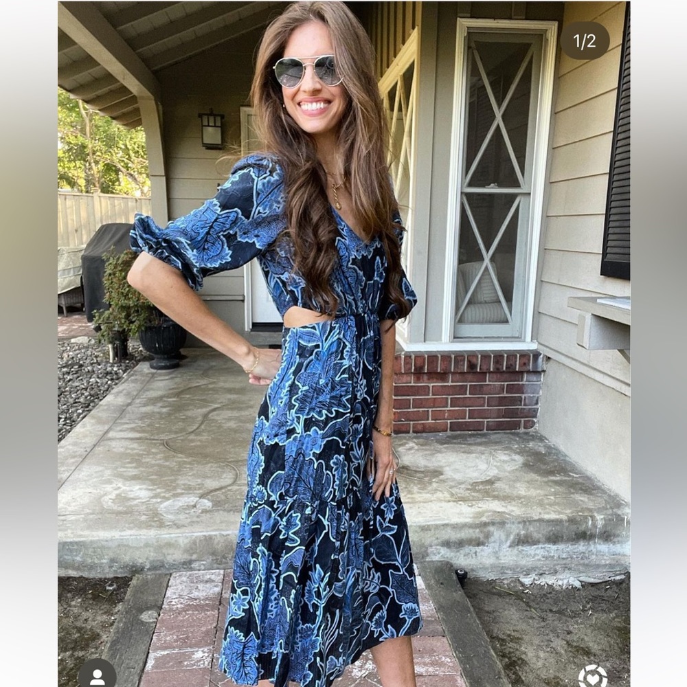 Parker BNWT blue & black dress with cutouts